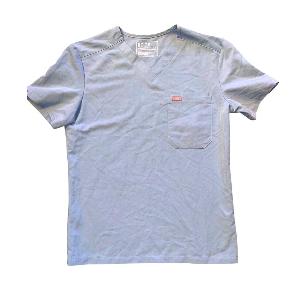 EUC Figs Men’s Chisec Three-Pocket Scrub Top Dusty Blue Size Small